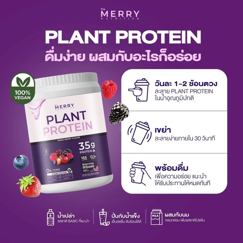 plant based protein Merry Plant Protein รส Mixed Berry 4