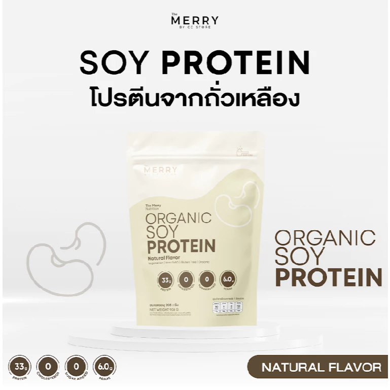 [ NEW ] Merry Soy Protein Isolated (โปรตีน ไอโซเลต จากถั่วเหลือง) - 1 ถุง 908g. [ 23 Servings ]
