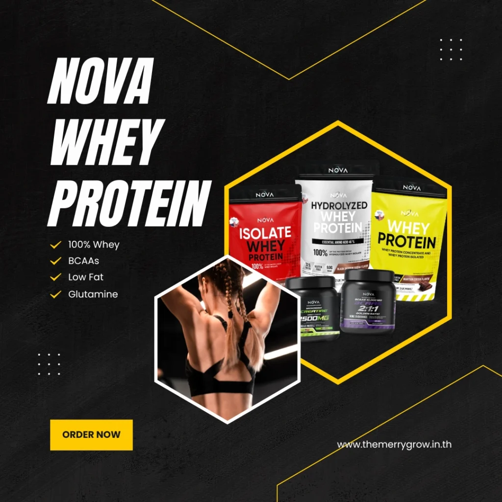 เวย์โปรตีนเพิ่มกล้ามเนื้อ เลือกแบบไหนให้เห็นผล? แนะนำ Nova Whey Protein ครบทุกรุ่น พร้อมเสริม BCAAs และ Creatine